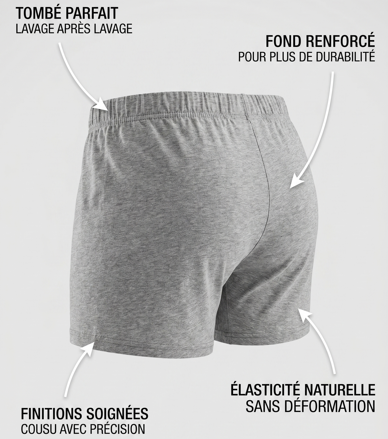 Caleçon en coton gris chiné Ma boutique