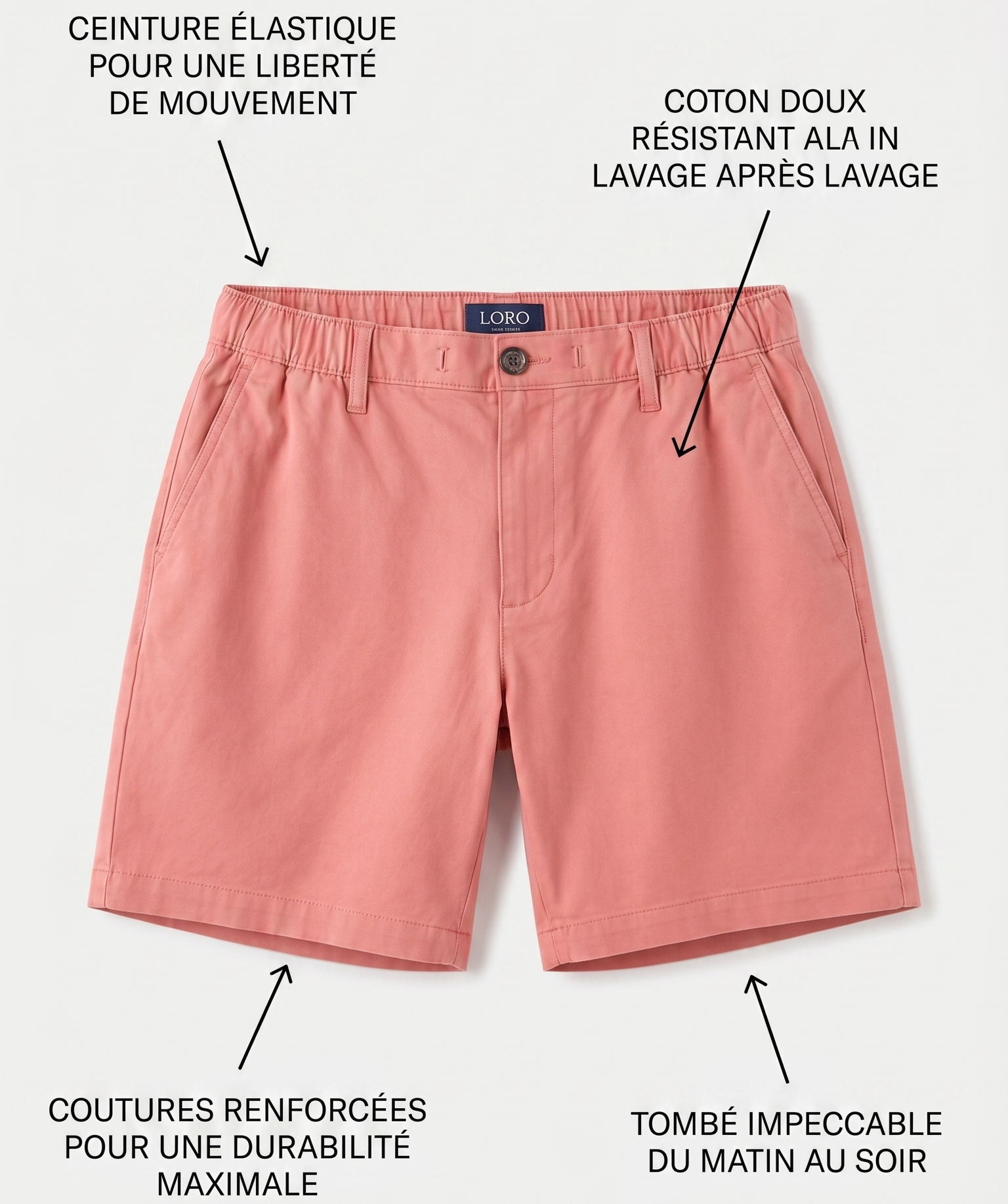 Short en coton saumon Ma boutique