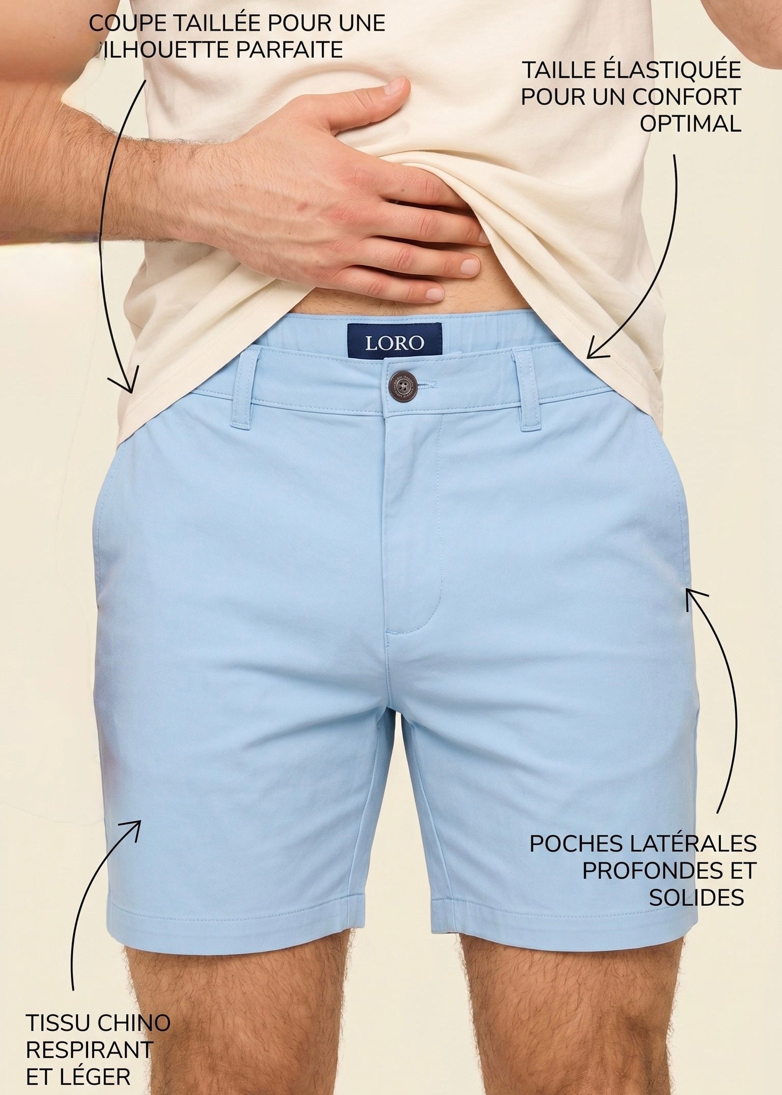 Short en coton bleu clair Ma boutique
