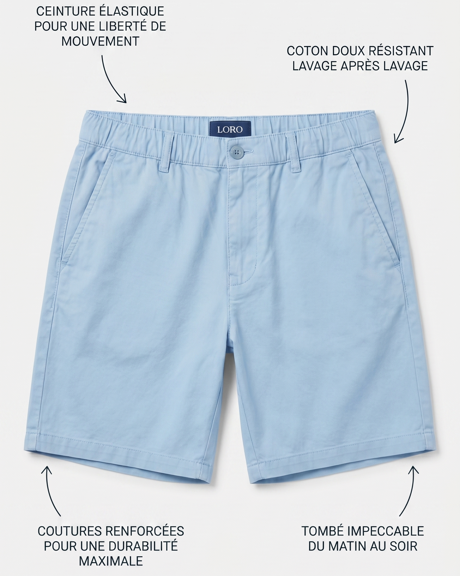 Short en coton bleu clair Ma boutique