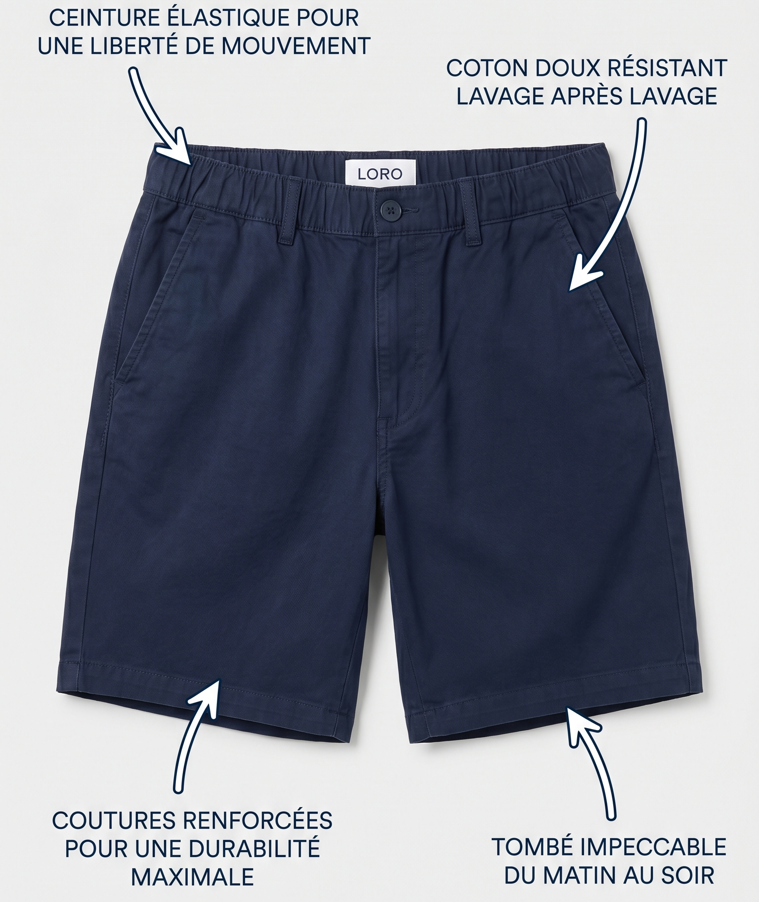 Short en coton bleu marine Ma boutique